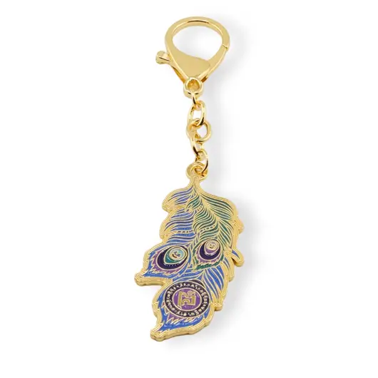 Amuleta Feng Shui din metal pentru protectia averii cu pene de paun 2025, imagine 2