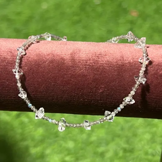 Bratara unicat cu Diamant Herkimer si Labradorit, argint 925, imagine 5