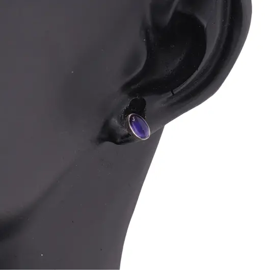 Cercei cu surub si montura ovala din argint 925, Ametist 5mm x 3mm, imagine 3