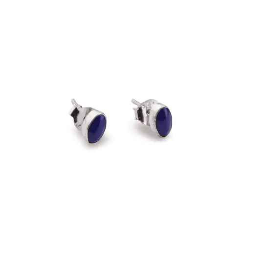 Cercei cu surub si montura ovala din argint 925, Lapis Lazuli 5mm x 3mm, imagine 2