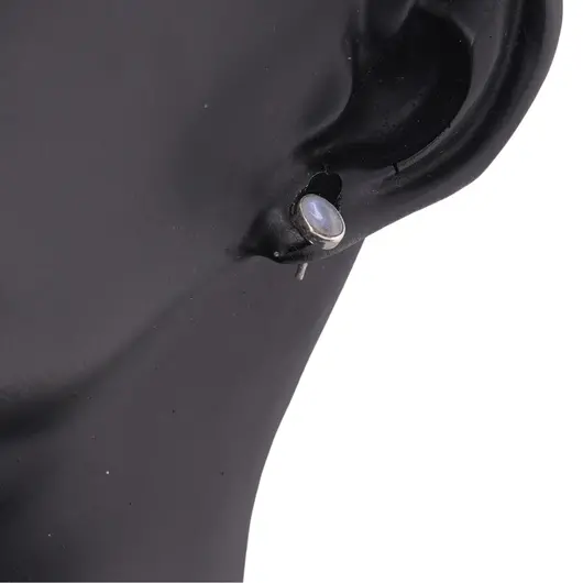 Cercei cu surub si montura ovala din argint 925, Piatra lunii 5mm x 3mm, imagine 3