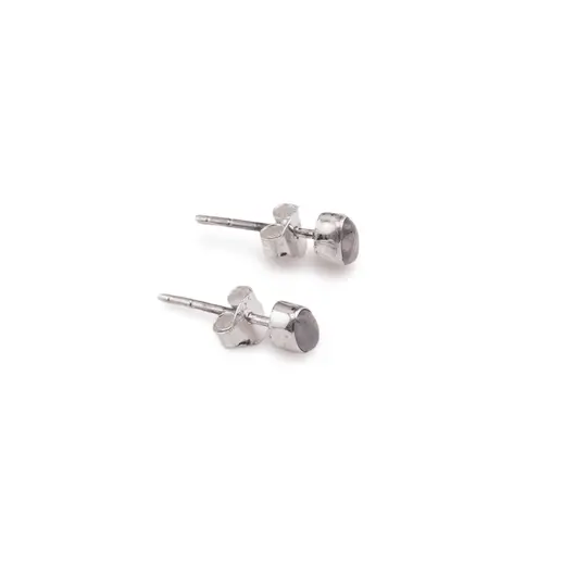 Cercei cu surub si montura ovala din argint 925, Piatra lunii 5mm x 3mm