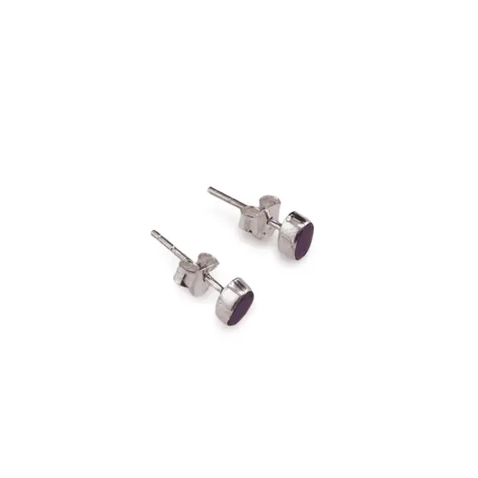 Cercei cu surub si montura ovala din argint 925, Rubin 5mm x 3mm