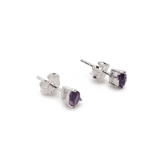 Cercei cu surub si montura picatura din argint 925, Ametist 6mm x 4mm