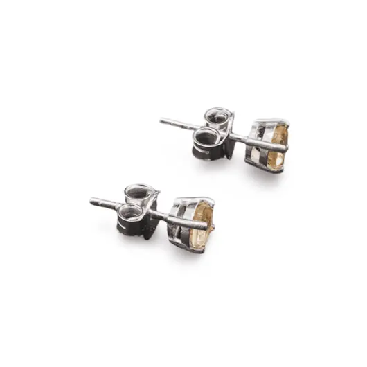 Cercei cu surub si montura rotunda din argint 925, Citrin - 5mm