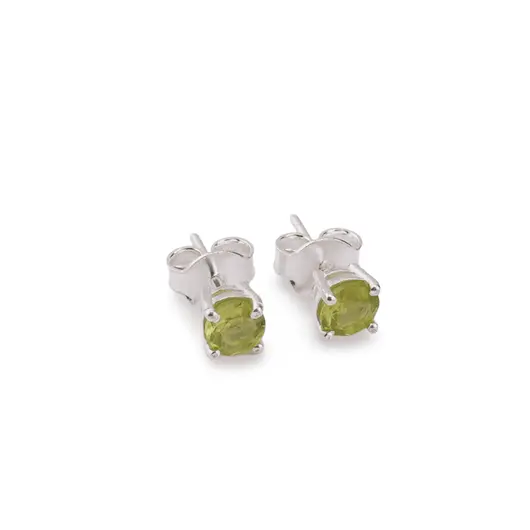 Cercei cu surub si montura rotunda din argint 925, Peridot - 5mm, imagine 2