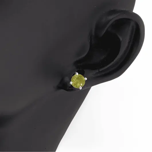 Cercei cu surub si montura rotunda din argint 925, Peridot - 5mm, imagine 3