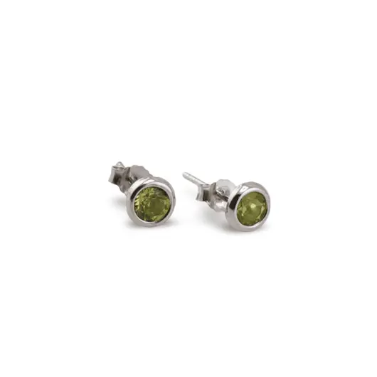 Cercei cu surub si montura rotunda din argint 925, Peridot 6mm, imagine 2