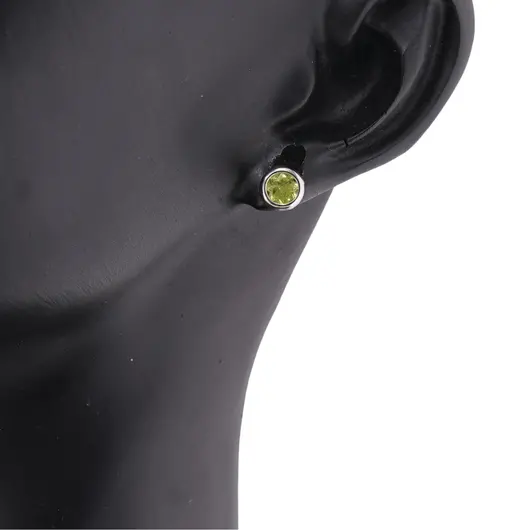 Cercei cu surub si montura rotunda din argint 925, Peridot 6mm, imagine 3