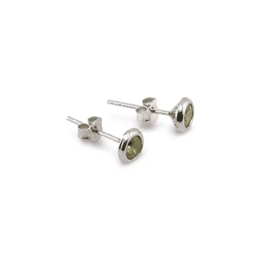 Cercei cu surub si montura rotunda din argint 925, Peridot 6mm