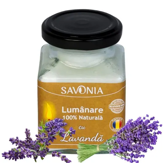 Lavanda - Lumanare 100% Naturala 200g, Savonia