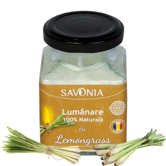 Lemongrass - Lumanare 100% Naturala 200g, Savonia