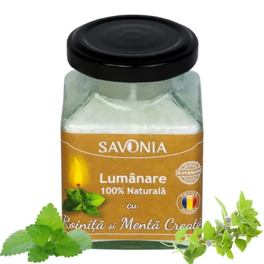 Roinita si Menta Creata - Lumanare 100% Naturala 200g, Savonia