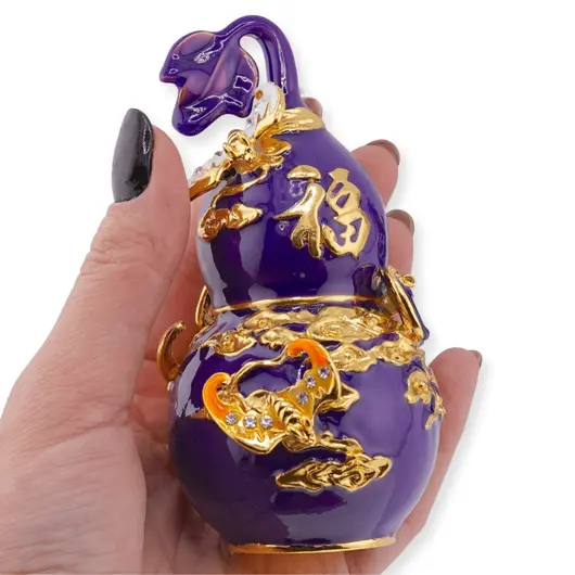 Statueta Feng Shui din metal set cu 2 Wu Lou-uri si lilieci pentru cele cinci binecuvantari, 2025, imagine 4