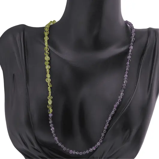 Colier Ametist sfere si Peridot banuti, 4-5mm, imagine 3