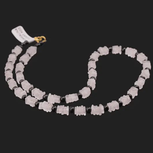 Colier Cuart roz patratele 5mm si Turmalina neagra sfere 4mm, imagine 2