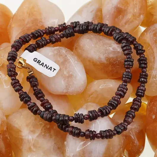 Colier Granat discuri 5mm si sfere 3mm, imagine 4