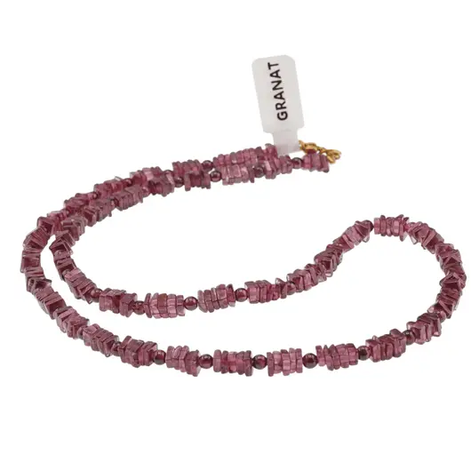 Colier Granat patratele 4mm si sfere 3mm, imagine 2