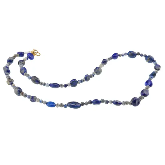Colier Lapis Lazuli neuniform si sfere, 3-10mm, imagine 2