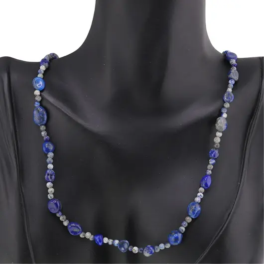 Colier Lapis Lazuli neuniform si sfere, 3-10mm, imagine 3