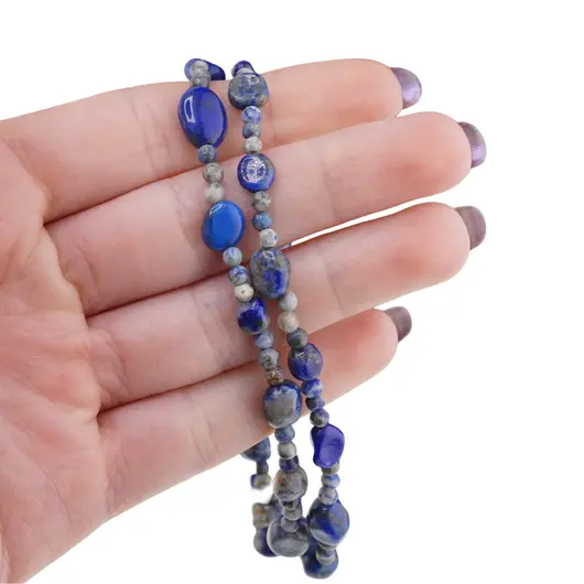 Colier Lapis Lazuli neuniform si sfere, 3-10mm, imagine 5