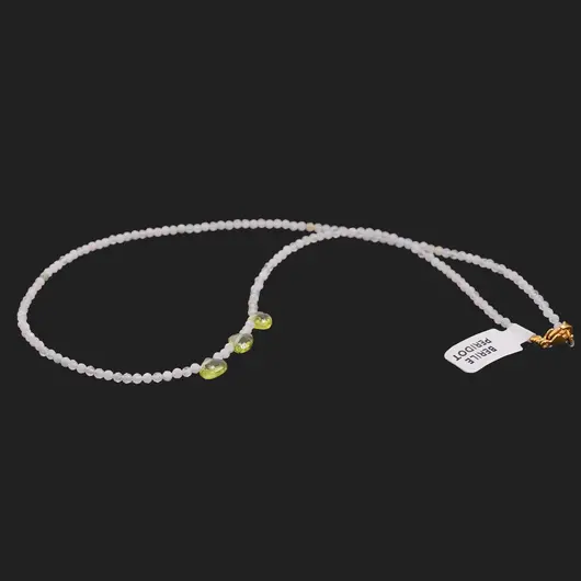 Colier Mix Berile sfere fatetate 2mm si Peridot briolete fatetate 6mm, imagine 2