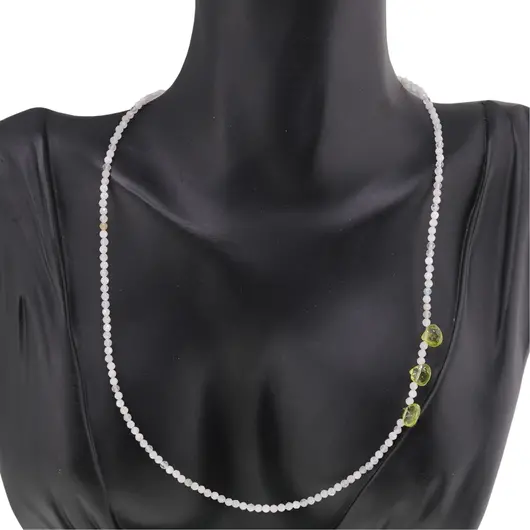 Colier Mix Berile sfere fatetate 2mm si Peridot briolete fatetate 6mm, imagine 3