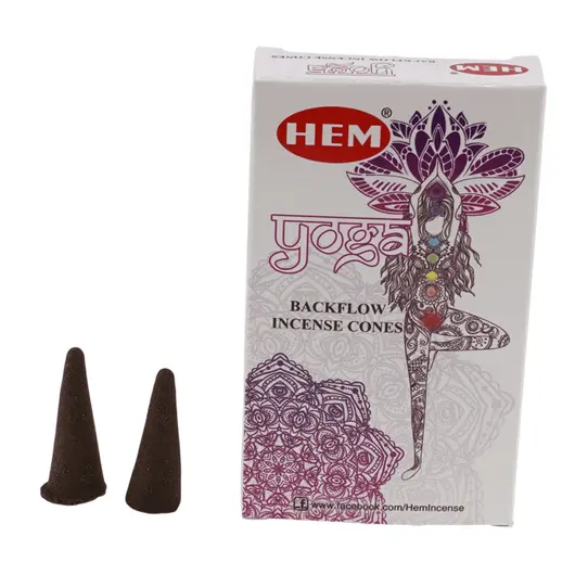 Conuri parfumate fumigatie HEM Yoga backflow, 10 buc