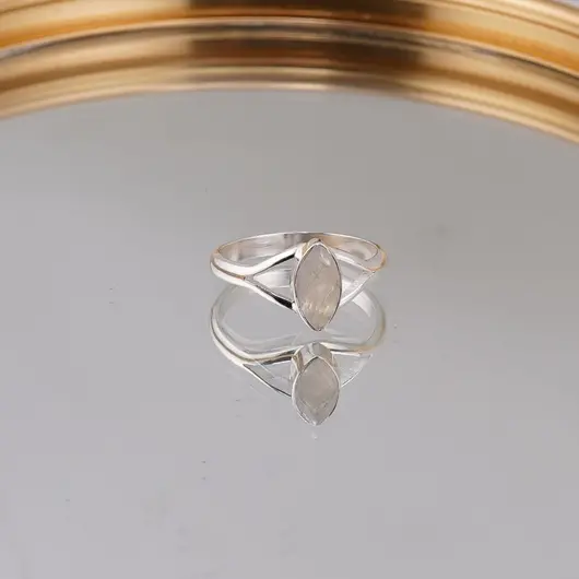 Inel din argint 925, model marchiza cu cristal natural - Piatra lunii masura 61, imagine 5