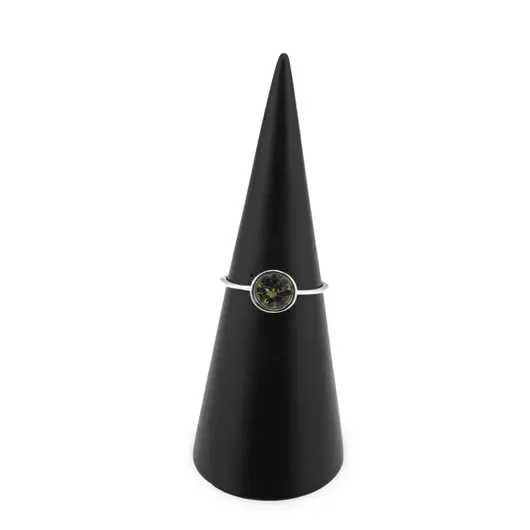 Inel din argint 925, model subtire cu cristal natural rotund - Peridot masura 54, imagine 2