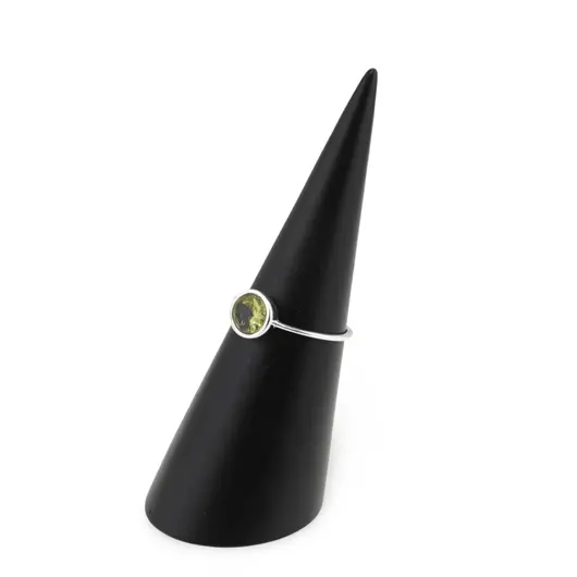 Inel din argint 925, model subtire cu cristal natural rotund - Peridot masura 54, imagine 3