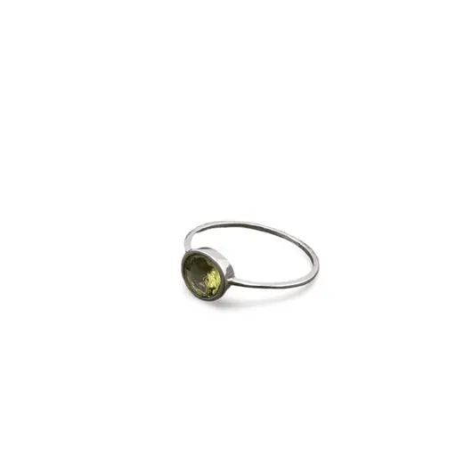 Inel din argint 925, model subtire cu cristal natural rotund - Peridot masura 54