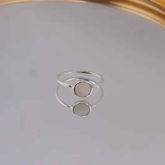 Inel din argint 925, model subtire cu cristal natural rotund - Piatra lunii masura 58, imagine 5