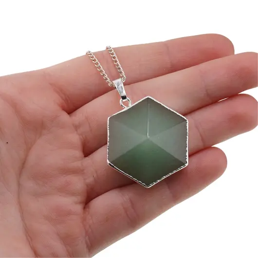 Pandantiv hexagonal aventurin 30mm, imagine 3
