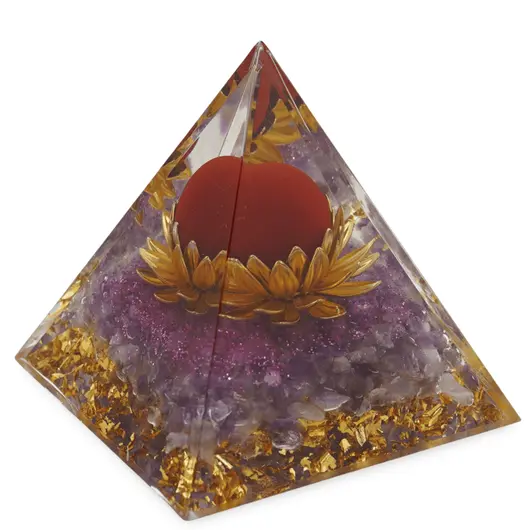 Piramida orgon Ametist cu lotus si sfera, 5cm, imagine 2