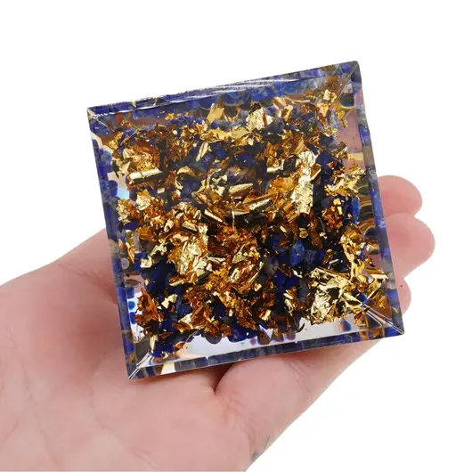 Piramida orgon Lapis Lazuli cu lotus si sfera Cuart roz, 5cm, imagine 4