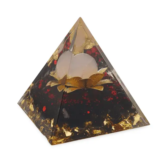 Piramida orgon neagra cu floare si sfera de Cuart roz, 5cm, imagine 2