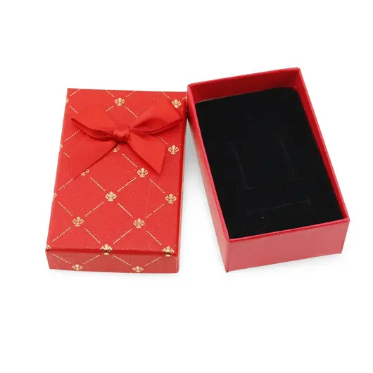 Cutie pentru cadou dreptunghiulara rosie cu motive regale, 8x5cm, imagine 2