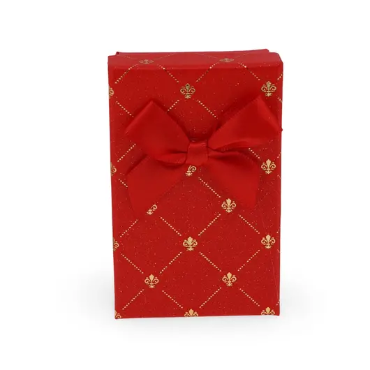 Cutie pentru cadou dreptunghiulara rosie cu motive regale, 8x5cm