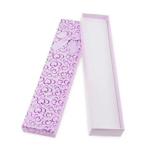 Cutie pentru cadou dreptunghiulara roz cu inimioare, 20,5x4,5cm, imagine 2