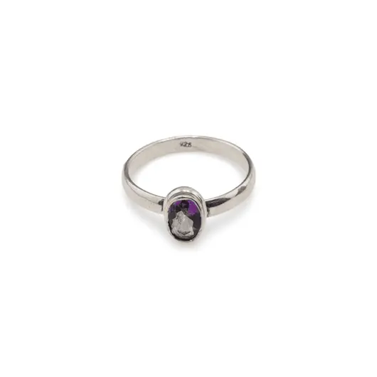 Inel din argint 925, model clasic cu cristal natural oval - Topaz mistic masura 56