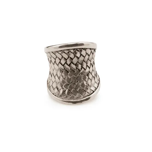 Inel din argint 925, statement cu model impletit si design curbat - masura 60