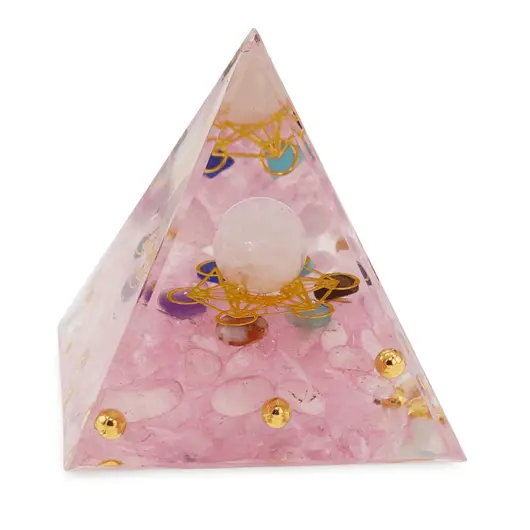Piramida orgon Cuart roz cu 7 chakre, 5cm, imagine 2
