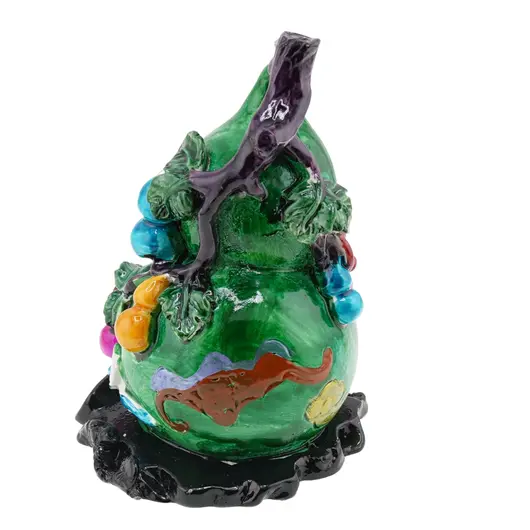 Statueta Feng Shui Wu Lou verde din rasina cu mantra, 10cm, imagine 2