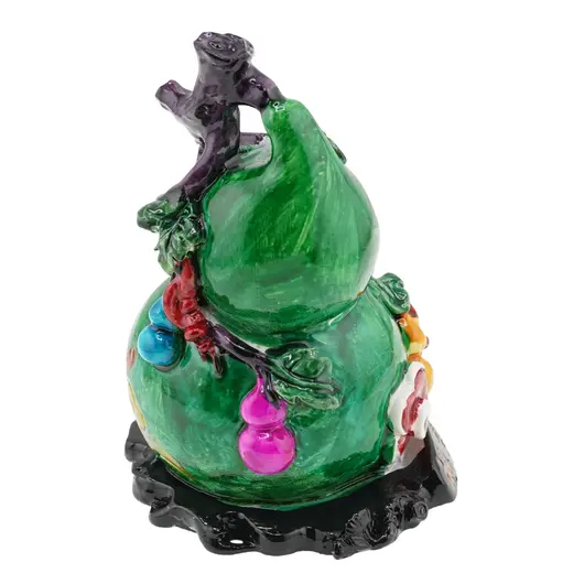 Statueta Feng Shui Wu Lou verde din rasina cu mantra, 10cm, imagine 3
