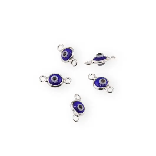 Accesoriu Ochi protector albastru cu montura de argint 925 si doua anouri - 9,5mm