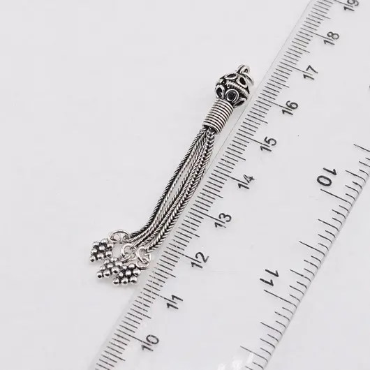 Accesoriu pandantiv din argint 925, model sfera gravata cu ciucuri impletiti - 6cm, imagine 3