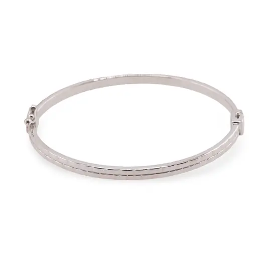 Bratara din argint 925 fixa cu inchizatoare, model dreptunghi gravat, 4mm