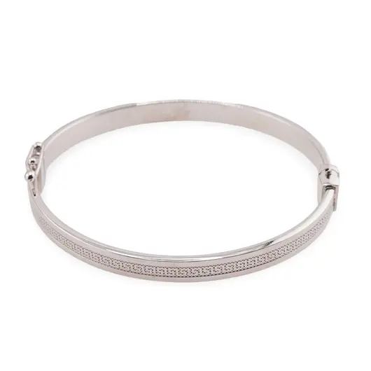Bratara din argint 925 fixa cu inchizatoare, model grecesc gravat, 6mm