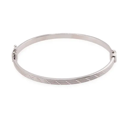 Bratara din argint 925 fixa cu inchizatoare, model liniar gravat, 4mm